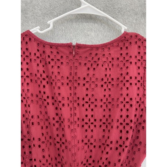 Madewell Women's Cutout Dress Solid Red Pockets Short Sleeve Size 6 - Picture 4 of 10